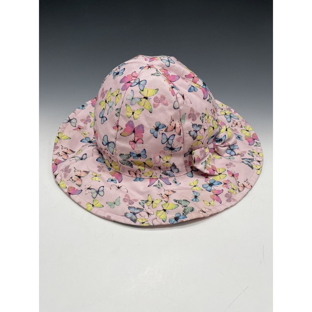 H&M Hat‎  1 1/2 - 4 Y Girls Bucket Hat Sun Pink Butterflies Bow Kids